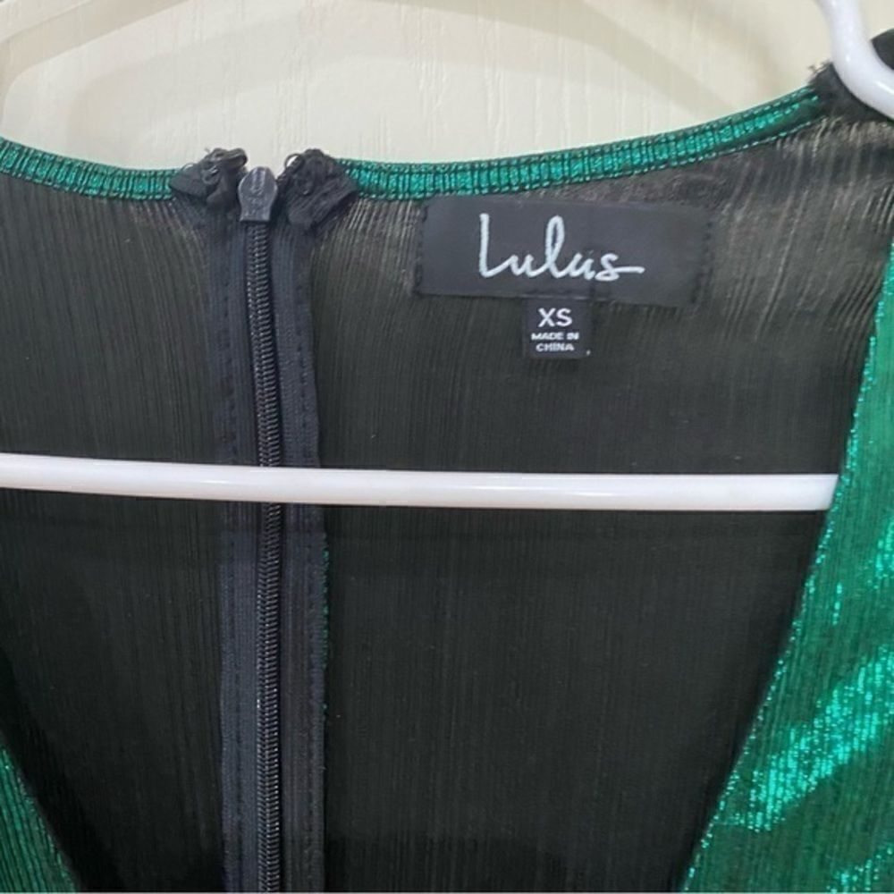 NWT Lulus Stunning Sensation Emerald Green Metallic‎ Bodycon Dress - Picture 3 of 8